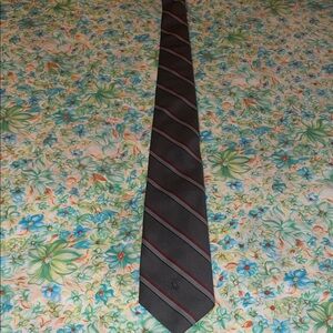 Christian Dior Charcoal &  Burgundy Striped Tie (os)
